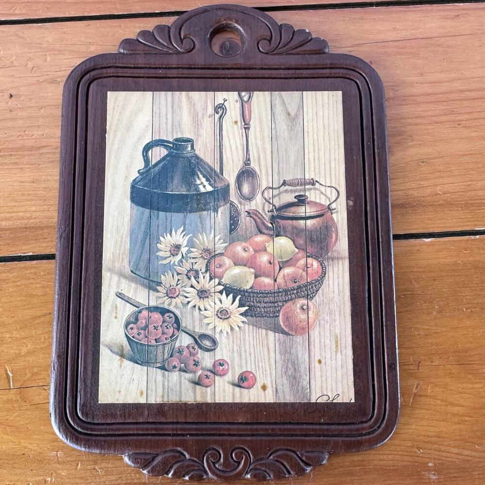 3 Vintage Wood Mounted Lithograph Kitchen Plaques Cottagecore Granny Country 5x7 - Picture 3 of 8